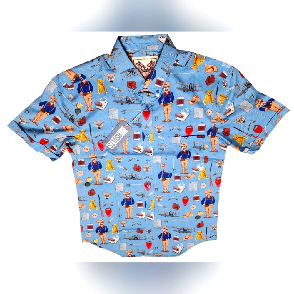 Teddy Roosevelt "Man In The Arena" - Kunuflex Short Sleeve Button Up, Small